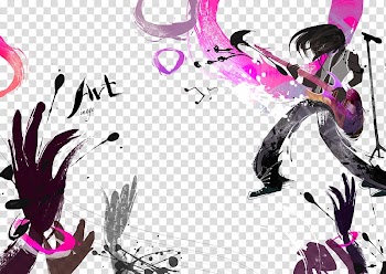 Guitar Rock music Poster, Ink abstract background guitar man transparent background PNG clipart