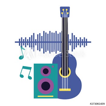 guitar speaker notes music festival on white background
