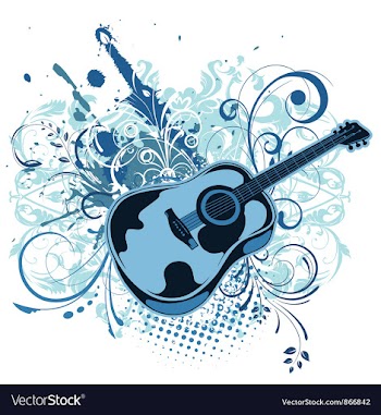Guitar with floral and grunge vector image