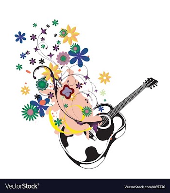 Guitar with floral vector image