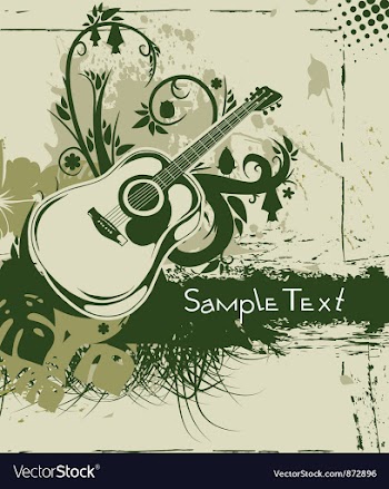 Guitar with floral vector image