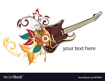 Guitar with floral vector image