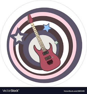  					Guitar with stars vector image														