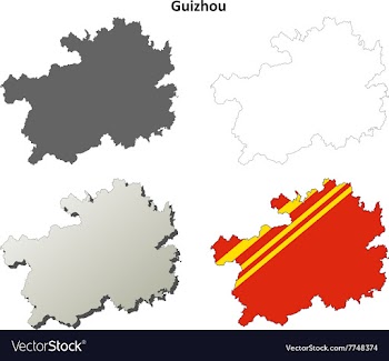 Guizhou blank outline map set vector image