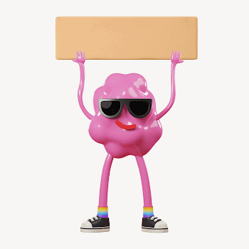 Gum monster holding sign, 3D | Free Photo - rawpixel
