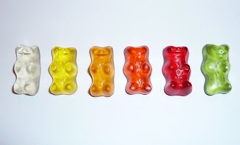 Gummy Bears in a White Surface