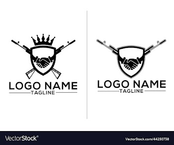 gun logo design with black and white background