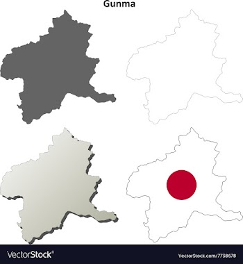 Gunma blank outline map set vector image