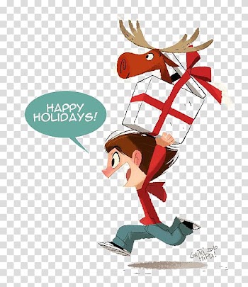 Gurihiru Drawing Cartoon Illustration, Boy holding a gift transparent background PNG clipart