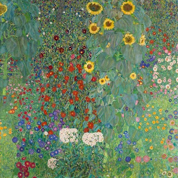 Gustav Klimt's Farm Garden with Sunflowers… | Free public domain illustration
