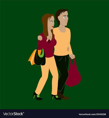 Guy and girl with shopping bags vector image