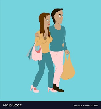 Guy and girl with shopping bags vector image
