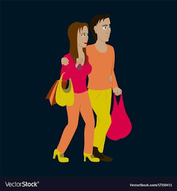 Guy and girl with shopping bags vector image