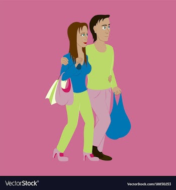 Guy and girl with shopping bags vector image