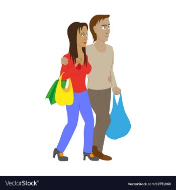 Guy and girl with shopping bags vector image