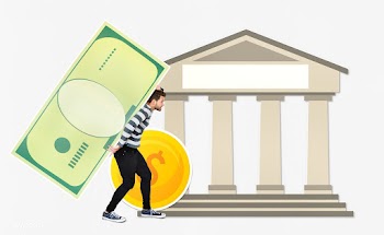 Guy carrying a large money bill cardboard | Free stock psd mockup - 469176