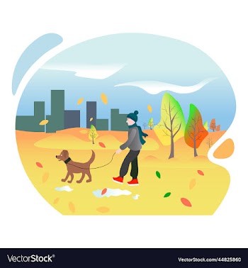 guy with dog autumn