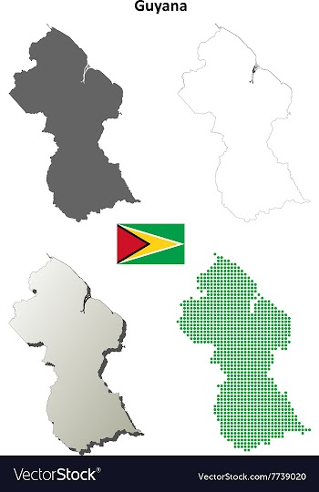 Guyana outline map set vector image