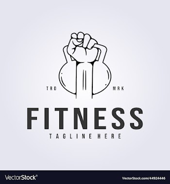 gym fitness holding barbell logo linear