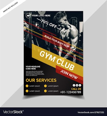 Gym flyer design vector image