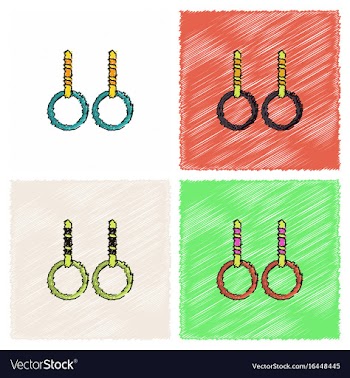 Gymnastics rings in hatching style vector image
