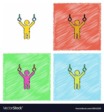 Gymnastics rings in hatching style vector image