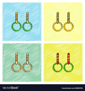 Gymnastics rings in hatching style vector image
