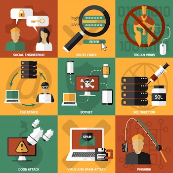 Hacker attacks compositions set Free Vector