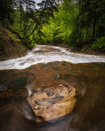 Had some fun in the rain here in NE Ohio the other day. My oldest son and I did some hiking in Cuyahoga Valley National Park and had a great time. It was about 48 out and we hiked up a stretch of Brandywine Creek. This was at the top of a cool set of cascades. 