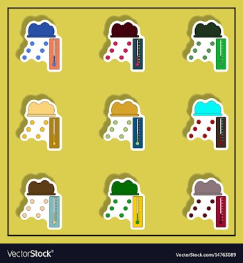 Hail and thermometer weather sticker collection vector image