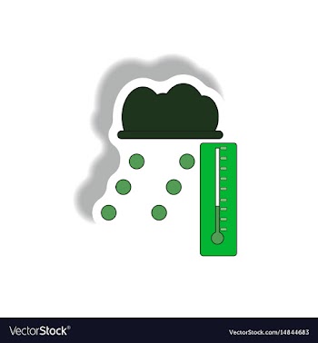 Hail and thermometer weather sticker vector image