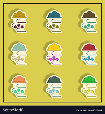Hail and wind cloud sticker collection vector image