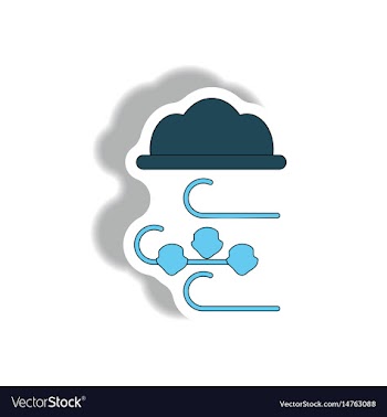 Hail and wind cloud sticker vector image