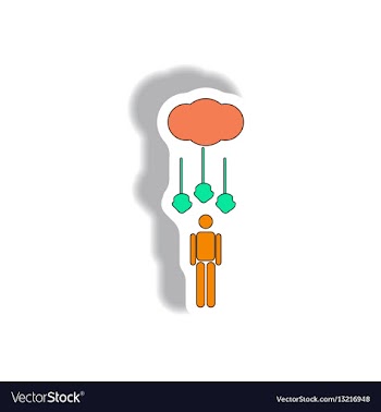 Hail falling on man silhouette weather sticker vector image