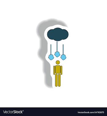 Hail falling on man silhouette weather sticker vector image
