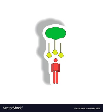 Hail falling on man silhouette weather sticker vector image