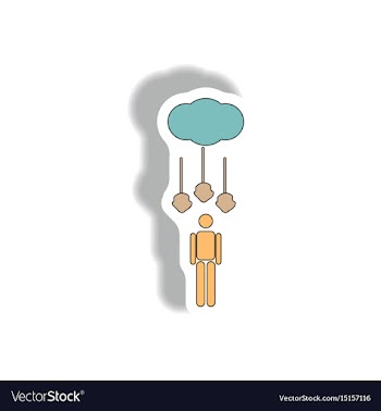 Hail falling on man silhouette weather sticker vector image