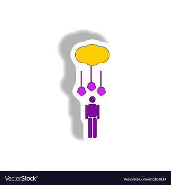 Hail falling on man silhouette weather sticker vector image
