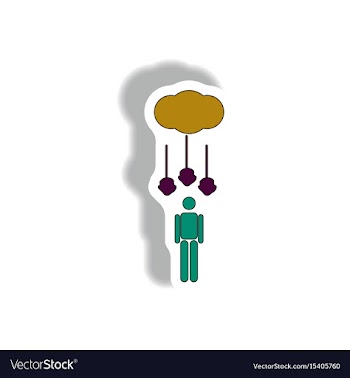 Hail falling on man silhouette weather sticker vector image