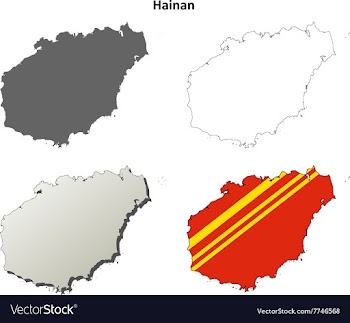 Hainan blank outline map set vector image