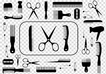Hair clipper Comb Beauty Parlour, black and white hair icon transparent background PNG clipart