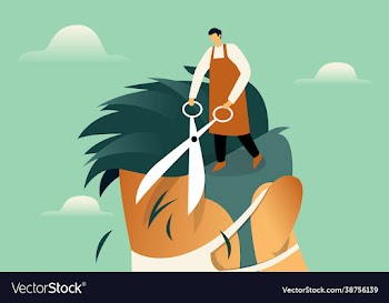 hairdresser cutting hair concept
