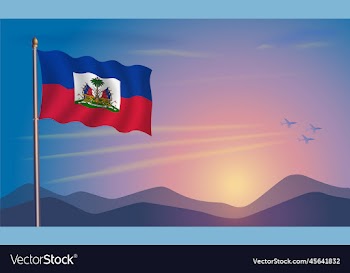 haiti flag in the morning sun