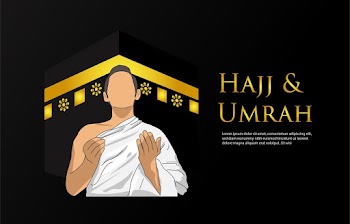 Hajj and Umrah Background with Praying Man