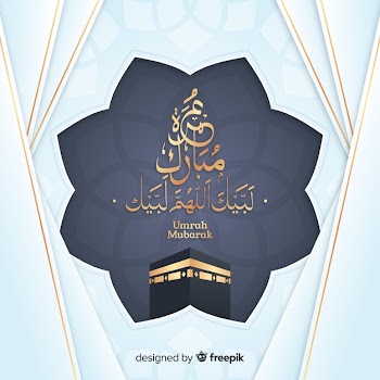 Hajj greeting kaaba background celebration Free Vector