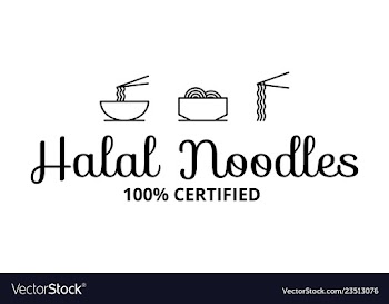 Halal noodles label symbol logo vector image