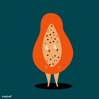 Half of fresh ripe papaya cartoon character v.. | Free stock vector - 538691
