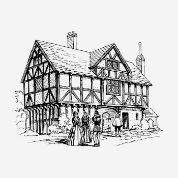 Half-timber house drawing, vintage architecture | Free Photo - rawpixel