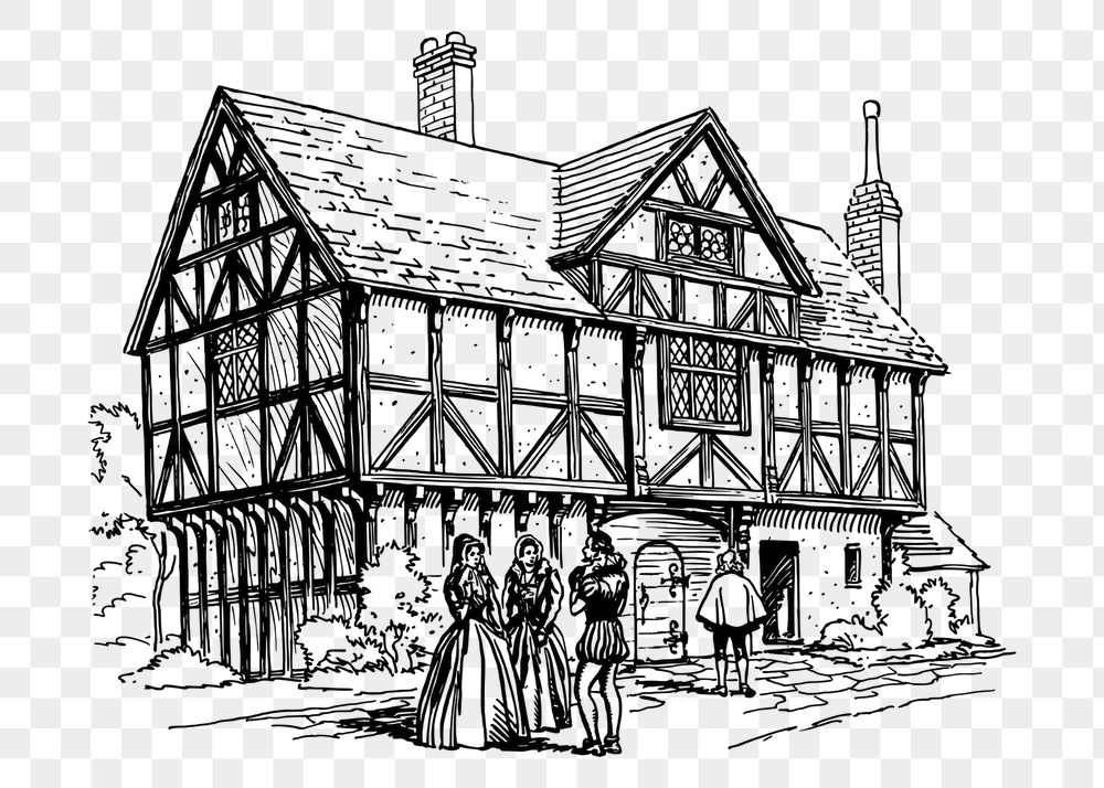 Half-timber house png sticker, vintage | Free PNG - rawpixel