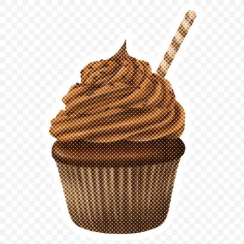 Halftone chocolate cupcake sticker with a white border | Free  transparent png - 2351665